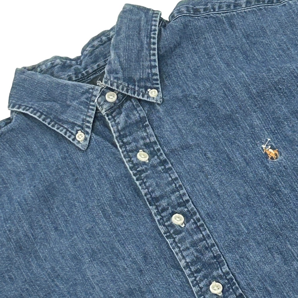 Ralph Lauren Denim Shirt Mens Medium Blue Classic Fit Long Sleeve Button Down